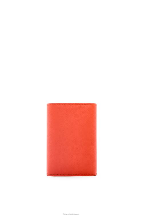 amanecer naranja Cartera vertical pequeña Anagram de piel de becerro granulada Loewe R8J8Z1205 mujer