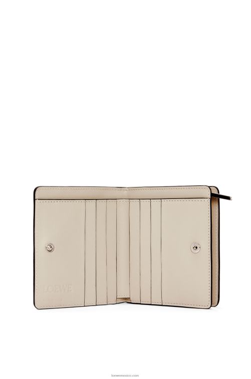 amarillo lima/avena claro cartera puzzle compacta con cremallera en piel de becerro clásica Loewe R8J8Z1262 mujer