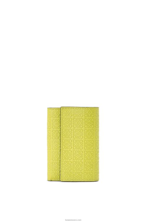 amarillo lima cartera pequeña repeat vertical de piel de becerro de seda repujada Loewe R8J8Z1313 mujer