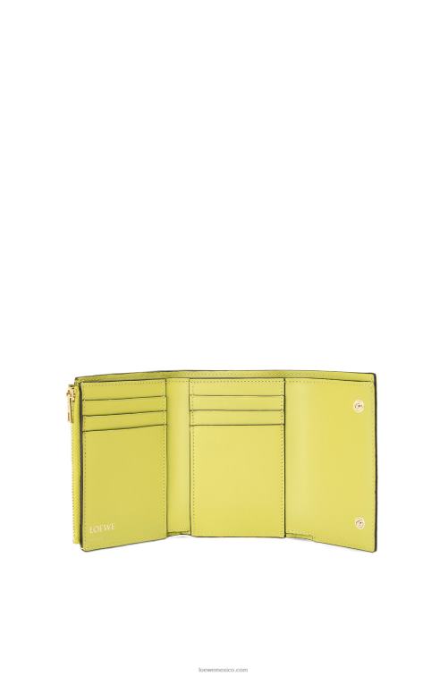 amarillo lima cartera pequeña repeat vertical de piel de becerro de seda repujada Loewe R8J8Z1313 mujer