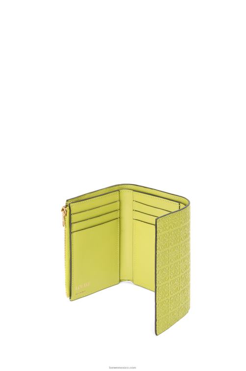 amarillo lima cartera pequeña repeat vertical de piel de becerro de seda repujada Loewe R8J8Z1313 mujer