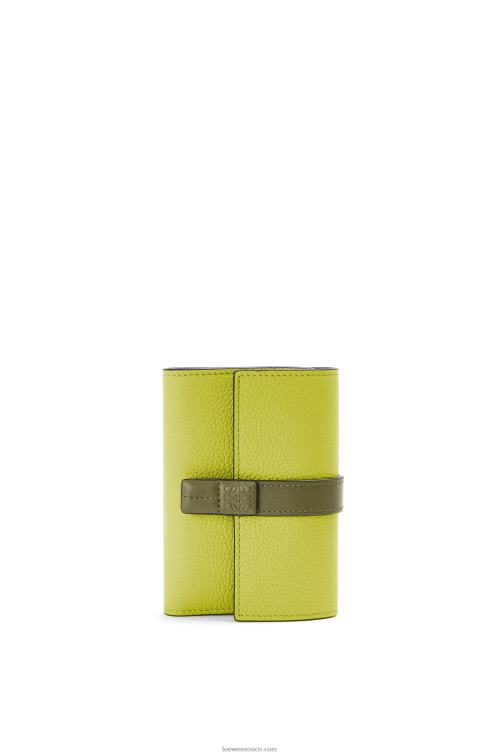 amarillo lima/verde aguacate cartera vertical pequeña de piel de becerro granulada suave Loewe R8J8Z1310 mujer