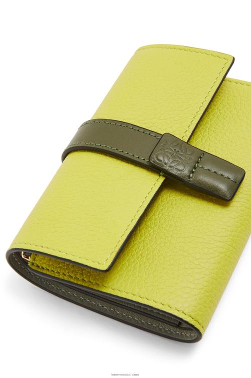 amarillo lima/verde aguacate cartera vertical pequeña de piel de becerro granulada suave Loewe R8J8Z1310 mujer