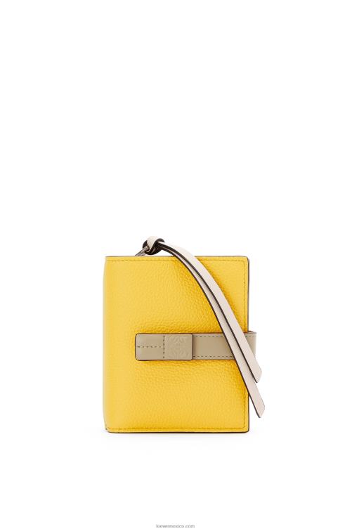 amarillo/verde arcilla cartera compacta con cremallera de suave piel de becerro granulada Loewe R8J8Z1308 mujer