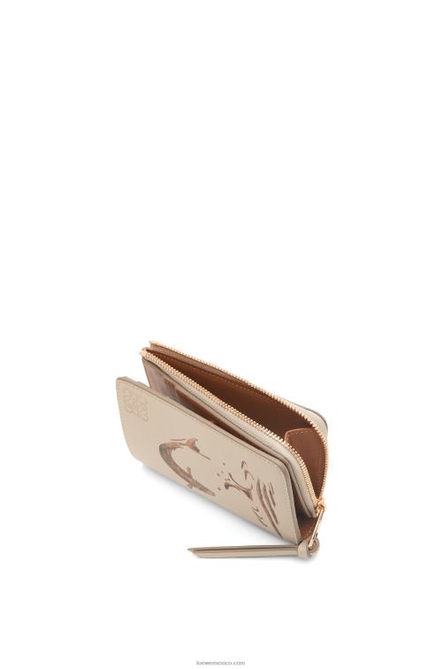 avena ligera Cartera fina Fish con cremallera en piel de becerro clásica Loewe R8J8Z1302 mujer