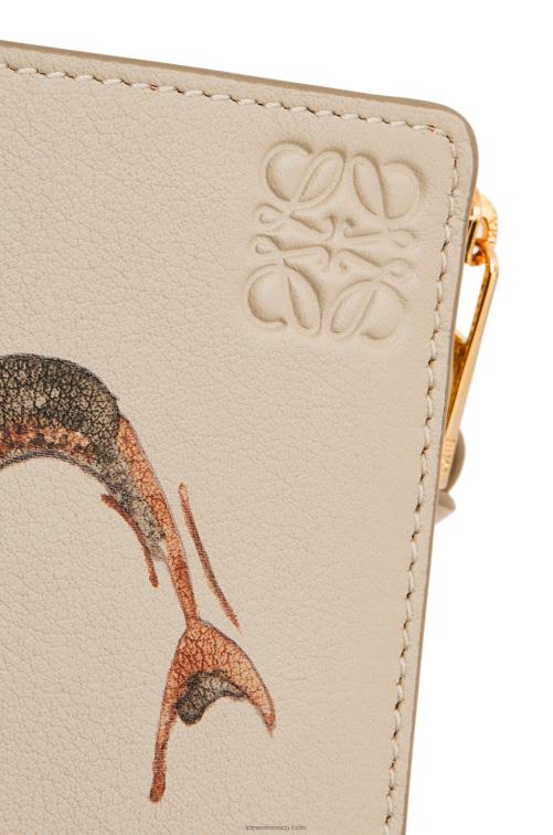 avena ligera Cartera fina Fish con cremallera en piel de becerro clásica Loewe R8J8Z1302 mujer