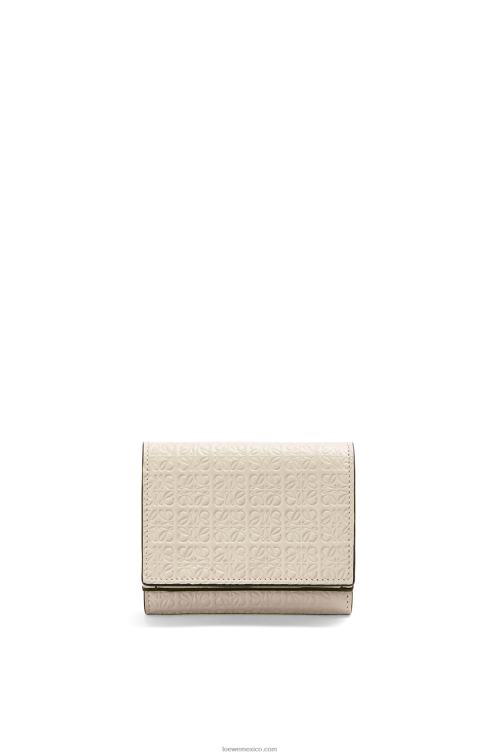 avena ligera cartera triple repeat de piel de becerro de seda grabada Loewe R8J8Z1271 mujer