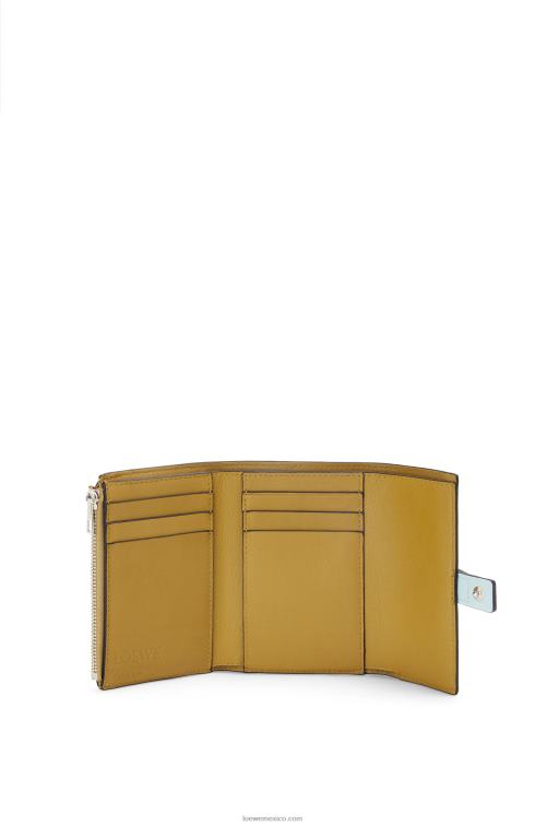 azul cristal/amarillo lima cartera vertical pequeña de piel de becerro granulada suave Loewe R8J8Z1309 mujer