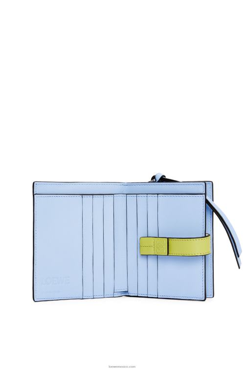 blanco suave/amarillo lima cartera compacta con cremallera de suave piel de becerro granulada Loewe R8J8Z1229 mujer
