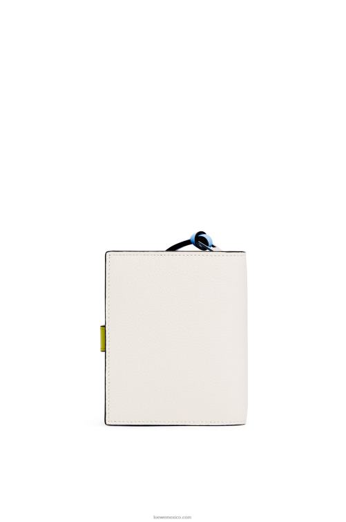 blanco suave/amarillo lima cartera compacta con cremallera de suave piel de becerro granulada Loewe R8J8Z1229 mujer