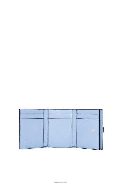 blanco suave/amarillo lima cartera de tres pliegues en suave piel de becerro granulada Loewe R8J8Z1227 mujer
