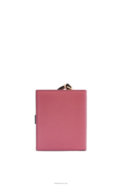ciruela/chocolate cartera compacta con cremallera de suave piel de becerro granulada Loewe R8J8Z1244 mujer