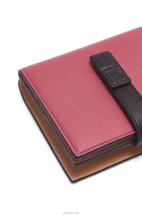 ciruela/chocolate cartera compacta con cremallera de suave piel de becerro granulada Loewe R8J8Z1244 mujer