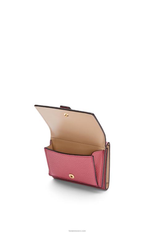 ciruela/chocolate cartera de tres pliegues en suave piel de becerro granulada Loewe R8J8Z1241 mujer