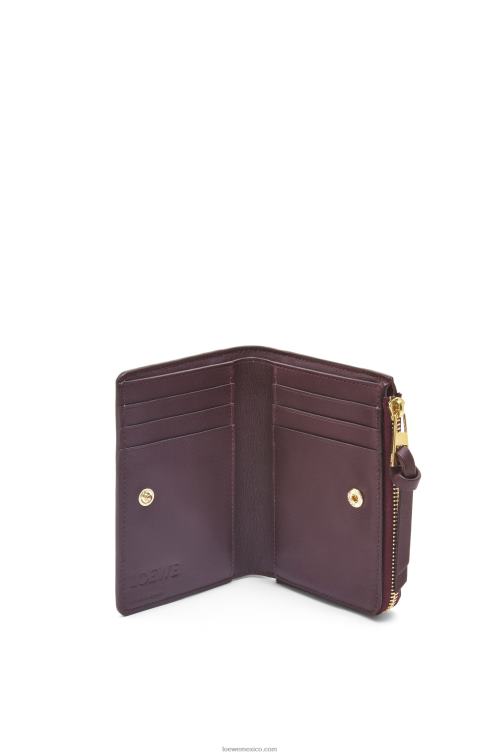 ciruela pasa Cartera fina Octopus de piel de becerro clásica con cremallera Loewe R8J8Z1303 mujer