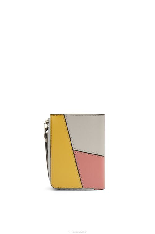 fantasma/flor de durazno billetera plegable delgada puzzle en becerro clásico Loewe R8J8Z1263 mujer