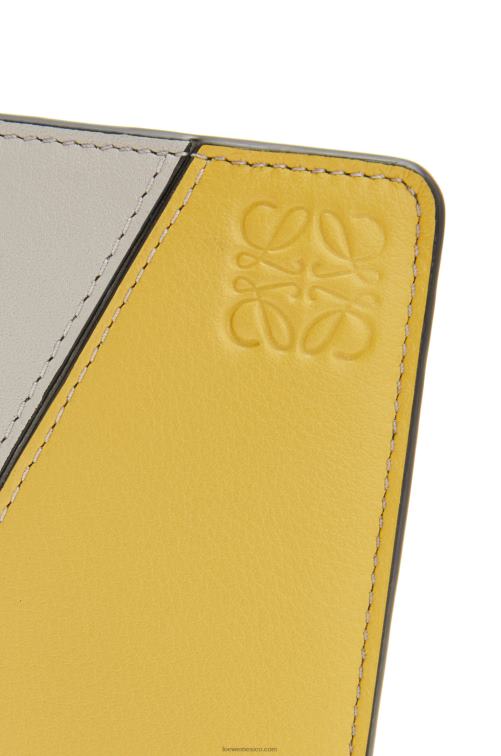 fantasma/flor de durazno billetera plegable delgada puzzle en becerro clásico Loewe R8J8Z1263 mujer