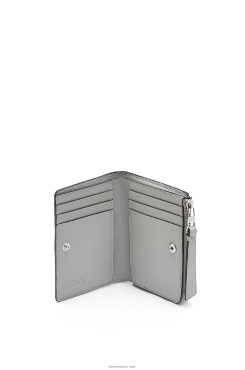 gris ceniza/celadón claro billetera plegable delgada puzzle en becerro clásico Loewe R8J8Z1260 mujer