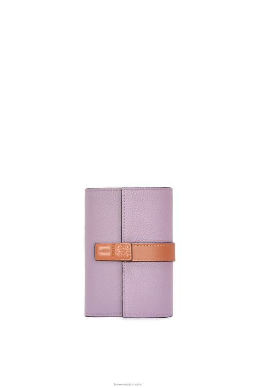malva sucio/tostado cartera vertical pequeña de piel de becerro granulada suave Loewe R8J8Z1270 mujer