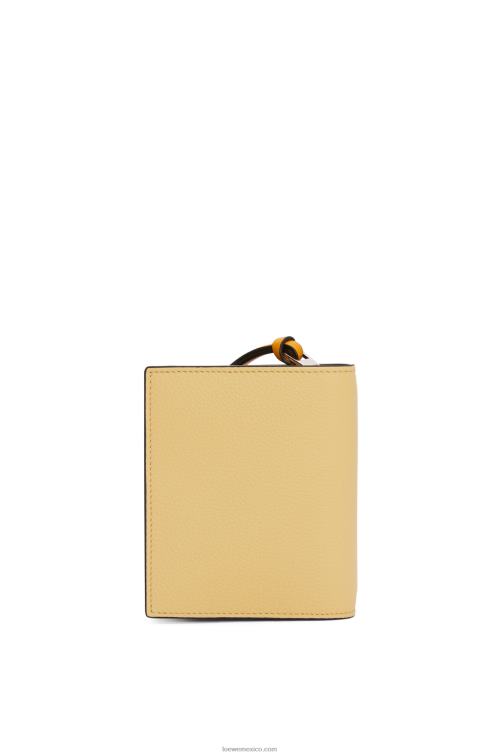 mantequilla oscura/malva cartera compacta con cremallera de suave piel de becerro granulada Loewe R8J8Z1268 mujer