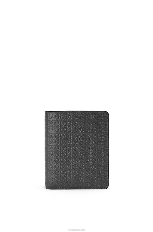 negro cartera con cremallera repeat compact de piel de becerro de seda grabada Loewe R8J8Z1275 mujer