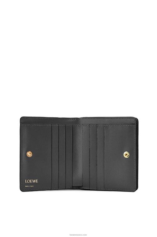 negro cartera con cremallera repeat compact de piel de becerro de seda grabada Loewe R8J8Z1275 mujer