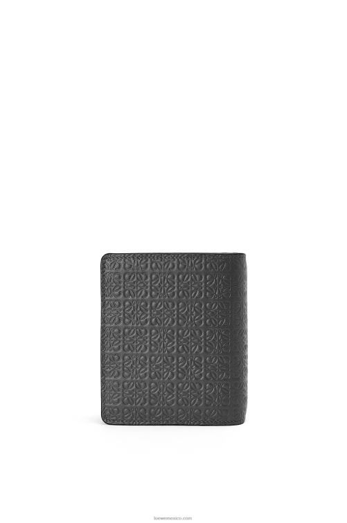 negro cartera con cremallera repeat compact de piel de becerro de seda grabada Loewe R8J8Z1275 mujer