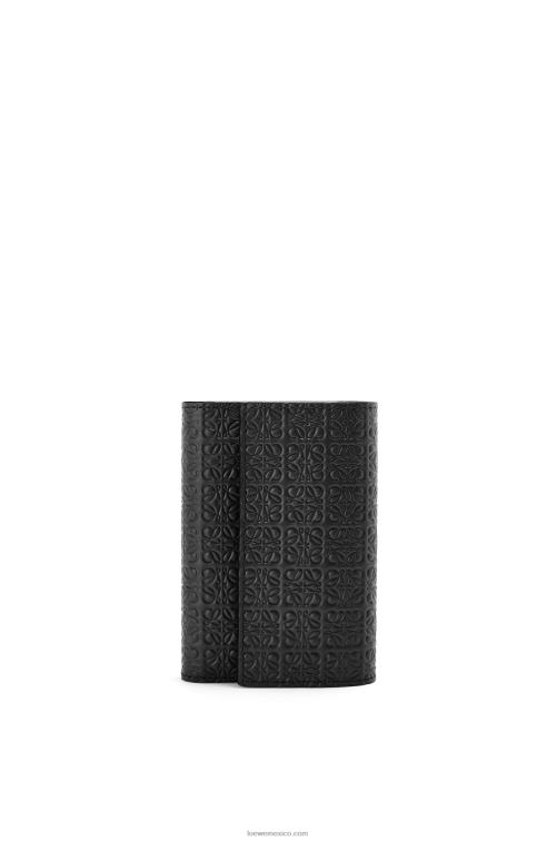 negro cartera pequeña repeat vertical de piel de becerro de seda repujada Loewe R8J8Z1276 mujer