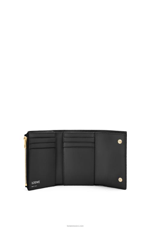 negro cartera pequeña repeat vertical de piel de becerro de seda repujada Loewe R8J8Z1276 mujer