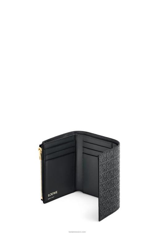 negro cartera pequeña repeat vertical de piel de becerro de seda repujada Loewe R8J8Z1276 mujer