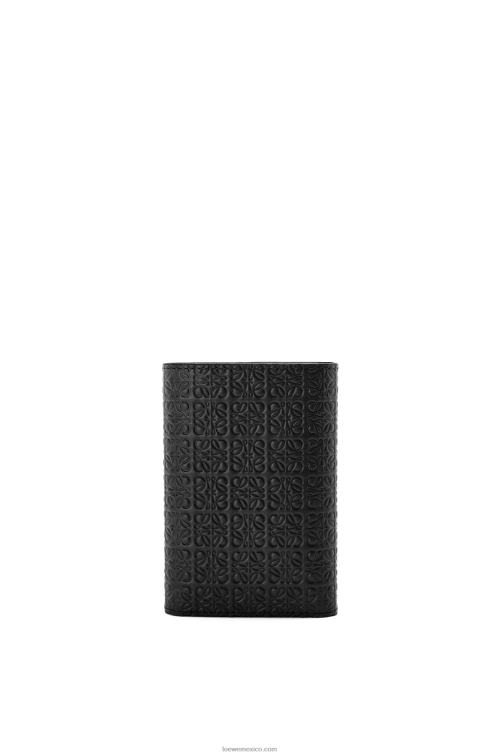 negro cartera pequeña repeat vertical de piel de becerro de seda repujada Loewe R8J8Z1276 mujer