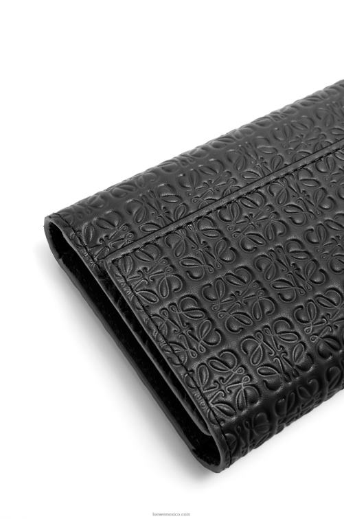 negro cartera pequeña repeat vertical de piel de becerro de seda repujada Loewe R8J8Z1276 mujer