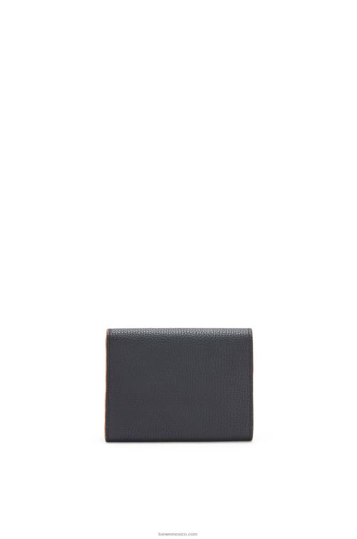 negro cartera triple con anagrama de piel de becerro granulada Loewe R8J8Z1245 mujer