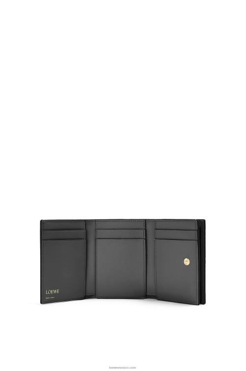 negro cartera triple repeat de piel de becerro de seda grabada Loewe R8J8Z1274 mujer