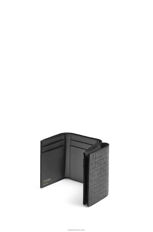 negro cartera triple repeat de piel de becerro de seda grabada Loewe R8J8Z1274 mujer