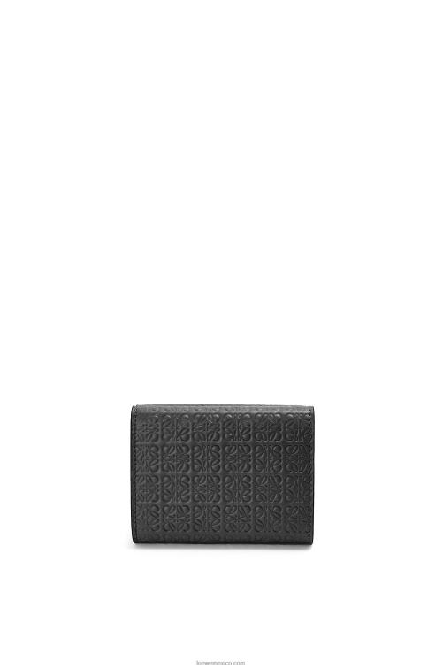 negro cartera triple repeat de piel de becerro de seda grabada Loewe R8J8Z1274 mujer