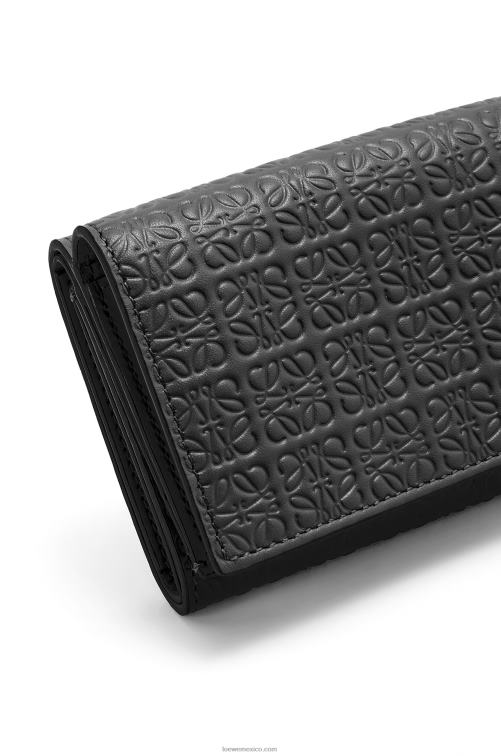 negro cartera triple repeat de piel de becerro de seda grabada Loewe R8J8Z1274 mujer