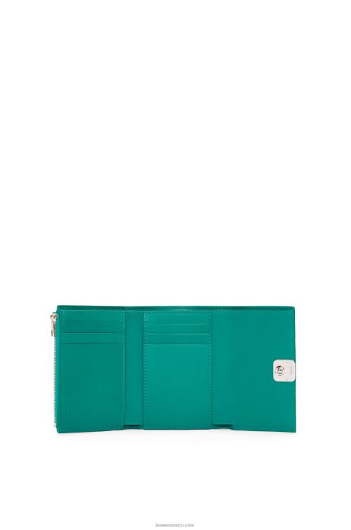 verde esmeralda Cartera vertical pequeña Anagram de piel de becerro granulada Loewe R8J8Z1318 mujer
