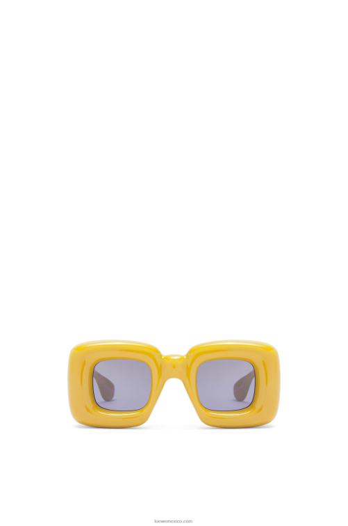 amarillo gafas de sol infladas rectangulares de nailon Loewe R8J8Z1501 mujer