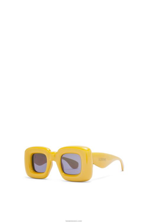 amarillo gafas de sol infladas rectangulares de nailon Loewe R8J8Z1501 mujer
