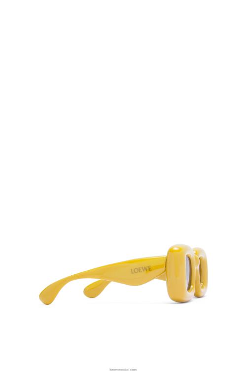 amarillo gafas de sol infladas rectangulares de nailon Loewe R8J8Z1501 mujer