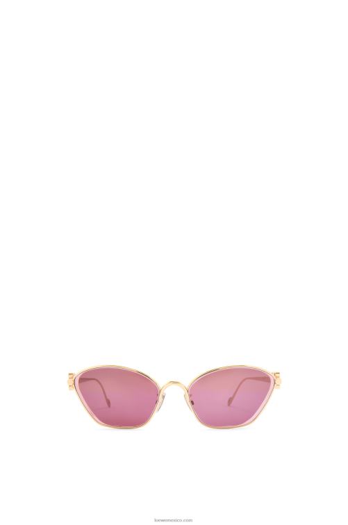borgoña Gafas de sol hexagonales con anagrama en metal Loewe R8J8Z1445 mujer