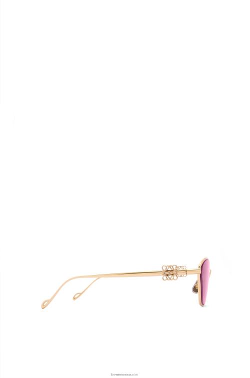 borgoña Gafas de sol hexagonales con anagrama en metal Loewe R8J8Z1445 mujer