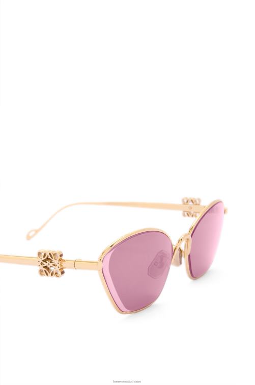 borgoña Gafas de sol hexagonales con anagrama en metal Loewe R8J8Z1445 mujer