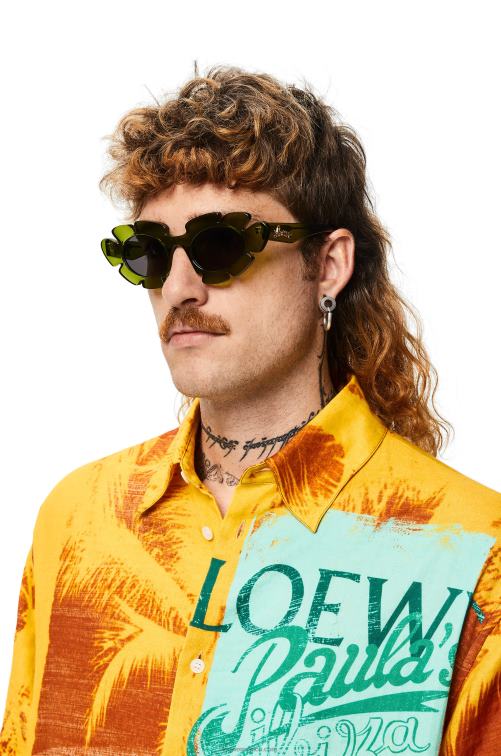cactus verde gafas de sol flor de nailon inyectado Loewe R8J8Z1462 mujer