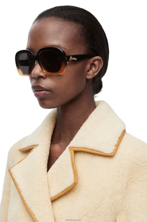 degradado negro/beige gafas de sol cuadradas en forma de media luna de acetato Loewe R8J8Z1438 mujer