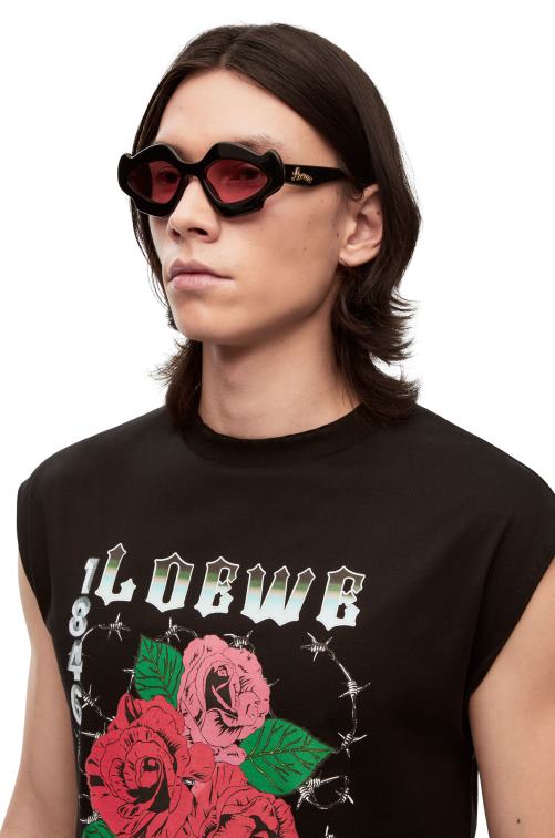 negro brillante gafas de sol flame de acetato Loewe R8J8Z1465 mujer