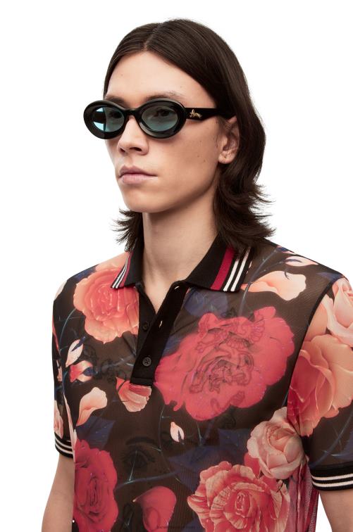 negro brillante gafas de sol loop en acetato Loewe R8J8Z1457 mujer