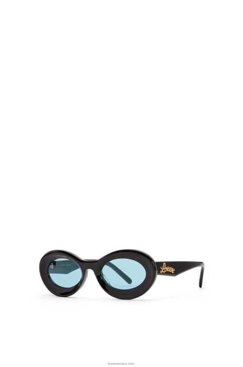 negro brillante gafas de sol loop en acetato Loewe R8J8Z1457 mujer