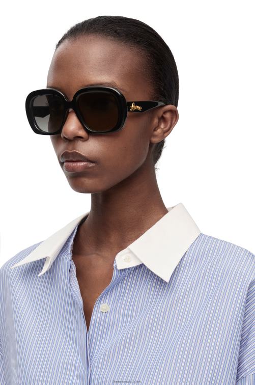 negro gafas de sol cuadradas en forma de media luna de acetato Loewe R8J8Z1439 mujer